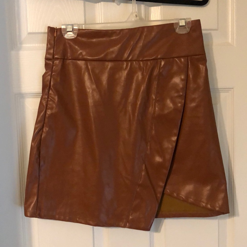 Asymmetrical faux leather skirt